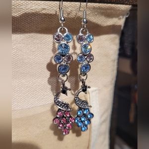 swarovski upcycled earrings with peacocks